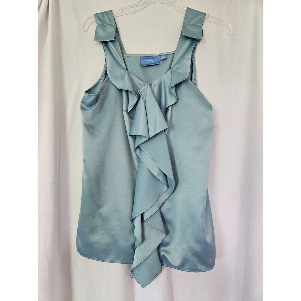 Simply Vera Vera Wang Pale Blue Ruffled Satin Tank